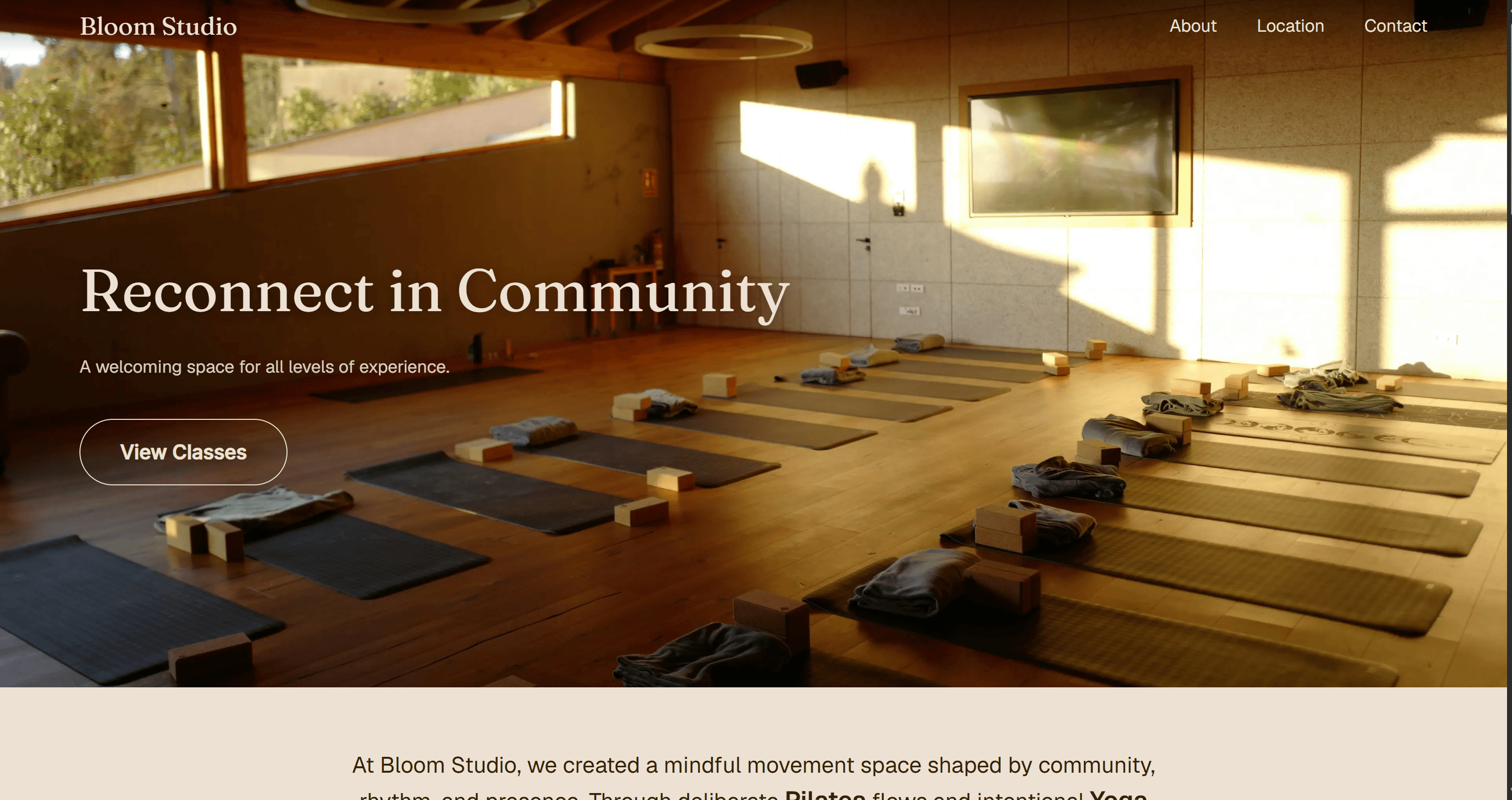 Homepage of the Bloom Studio demo site